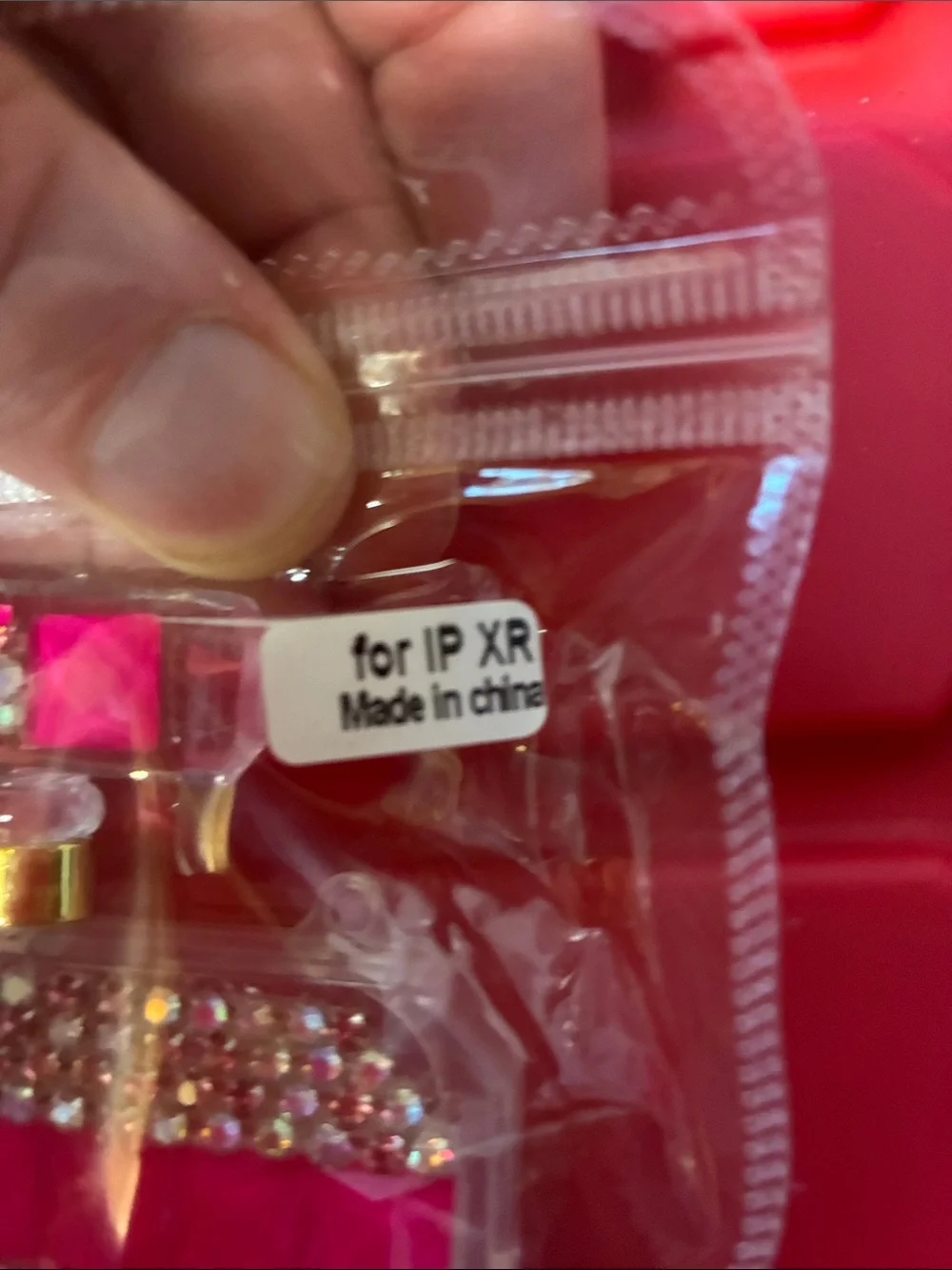 Source Unknown Hot Pink Rhinestone Phone Case with Gold Ring Holder